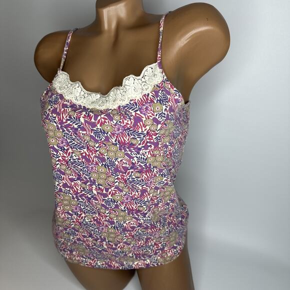 St Johns Bay Large Floral Camisole Lace Trim Tank Y2K Coquette Soft Stretch - Picture 11 of 11